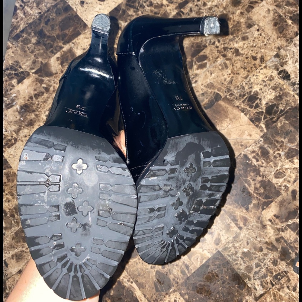 Black Gucci Patent Leather High Heel Shoes with Gold Horse bits - Size 7 - Picture 5 of 8